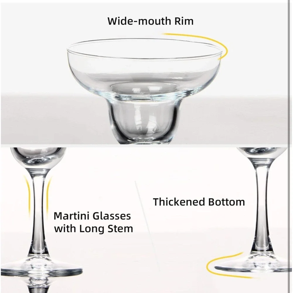 Margarita Glasses Set of 7 - Margarita Cocktail Glasses 10.25 Oz - Clear Daiquir